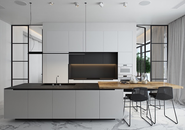 Desain Dapur Mewah Bernuansa Hitam Putih