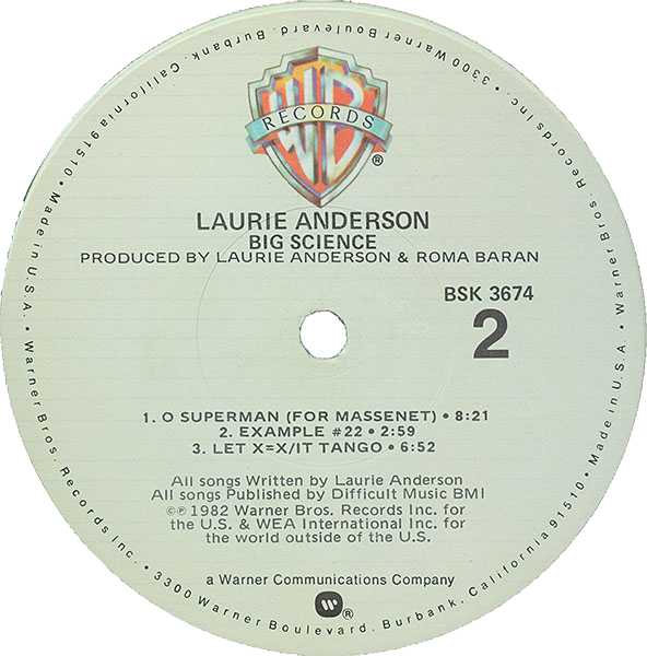 Brother records. Laurie Anderson - big Science (1982). Laurie Anderson. Big Science. Laurie Anderson - born, never asked.