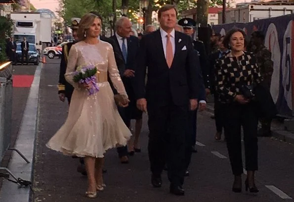 Queen Maxima wore Claes Iversen dress from Couture Fashion SS2018 collection and she wore Salvatore Ferragamo pumps at National Liberation Day 2018