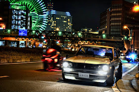 Nissan Skyline GT-R Hakosuka, samochód z duszą, Godzilla, dawne auta, ciekawe klasyki, JDM, nocna fotografia