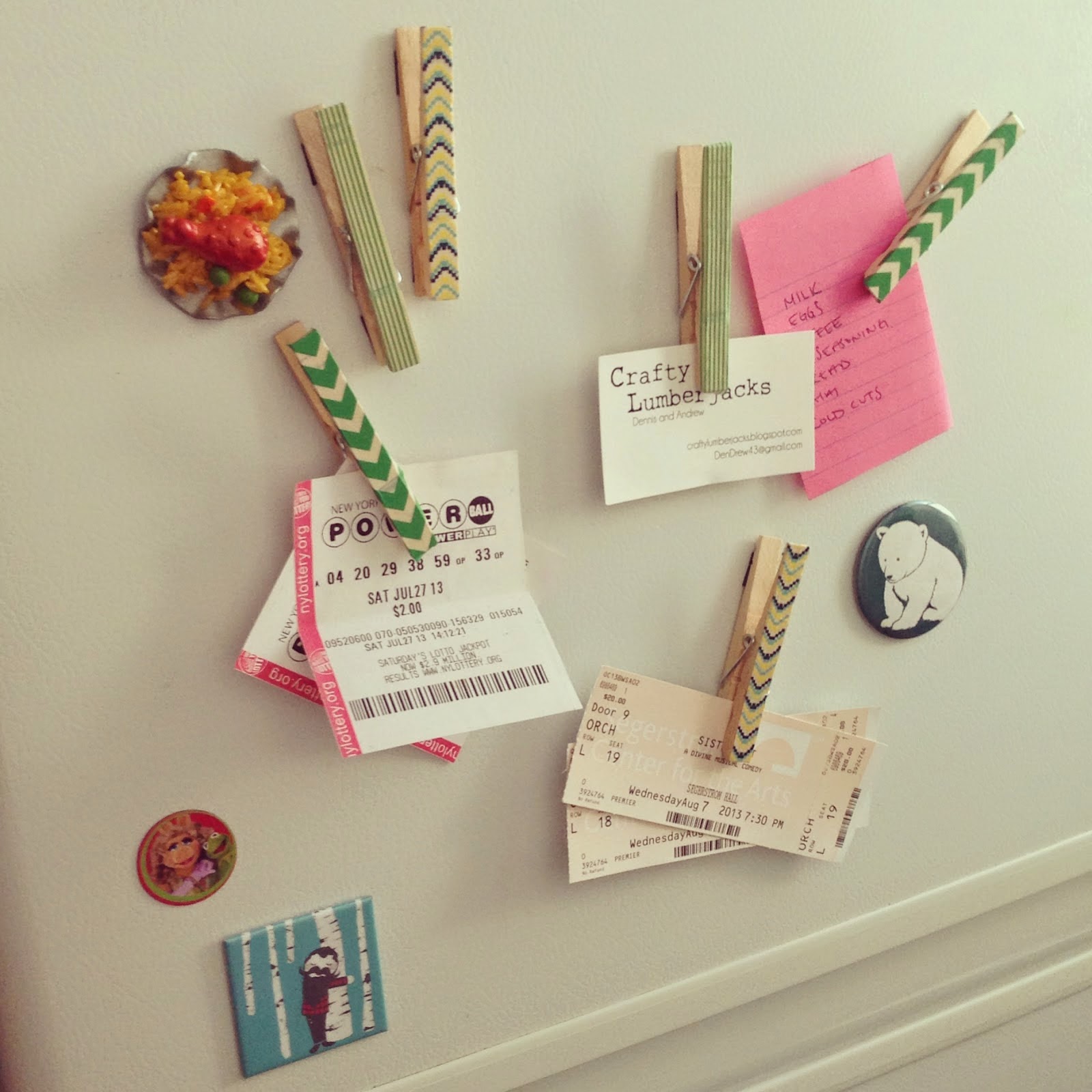 washi tape clothespin magnets