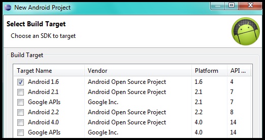 Select project. Min sdk version. Android build target. Right click this file > properties > target. Android build target.