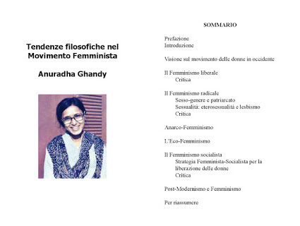 "Tendenze filosofiche nel Movimento Femminista", un libro di Anuradha Ghandy.