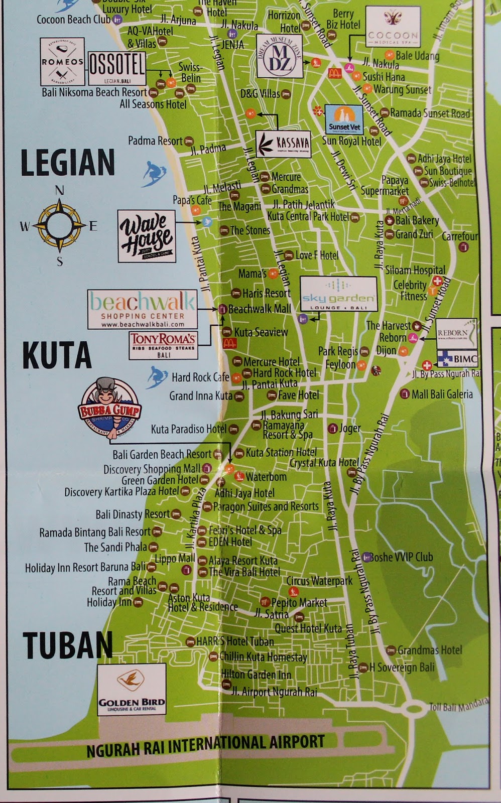 tourist map of legian bali