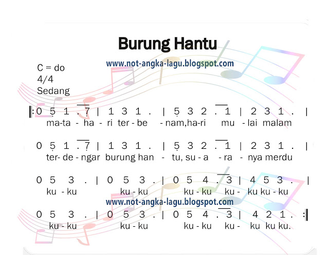 Not Angka Lagu Burung Hantu | Chord Lagu Indonesia