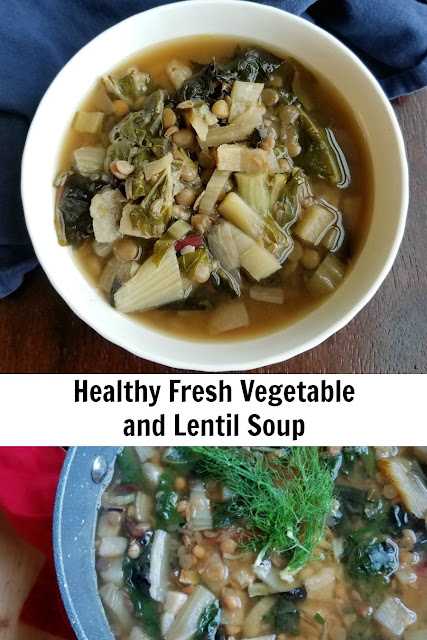 Fresh garden vegetables meet lentils for a hearty and delicious vegetarian soup. This easy, healthy and delicious soup makes for a perfect lunch or dinner year round! Fresh garden vegetables meet lentils for a hearty and delicious vegetarian soup. This easy, healthy and delicious soup makes for a perfect lunch or dinner year round!