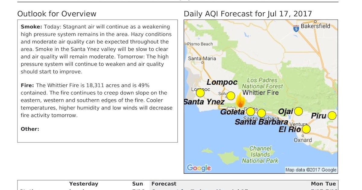 California Smoke Information Monday July 17th 2017 Smoke Forecast 