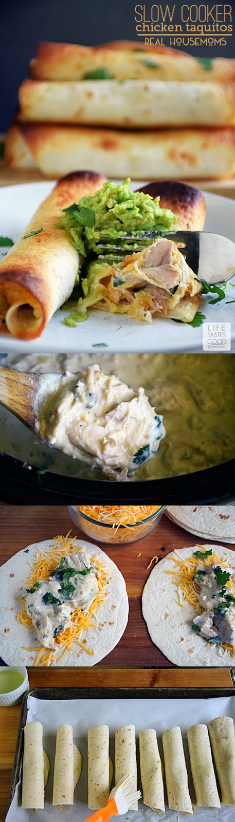 Slow Cooker Chicken Taquitos | by Life Tastes Good is very easy to make any night of the week. The creamy, cheesy filling with just the right amount of spiciness all wrapped up in a crunchy tortilla makes this one of my very favorite slow cooker meals.