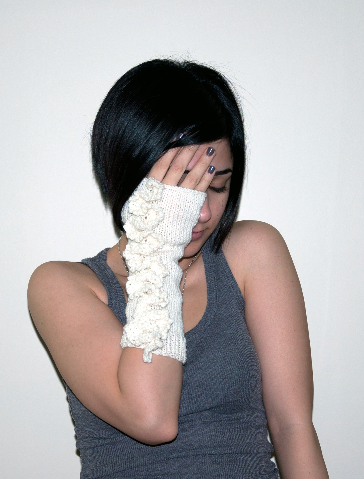 Knitting And Beading Wedding Bridal Accessories and Free pattern Fingerless gloves in white