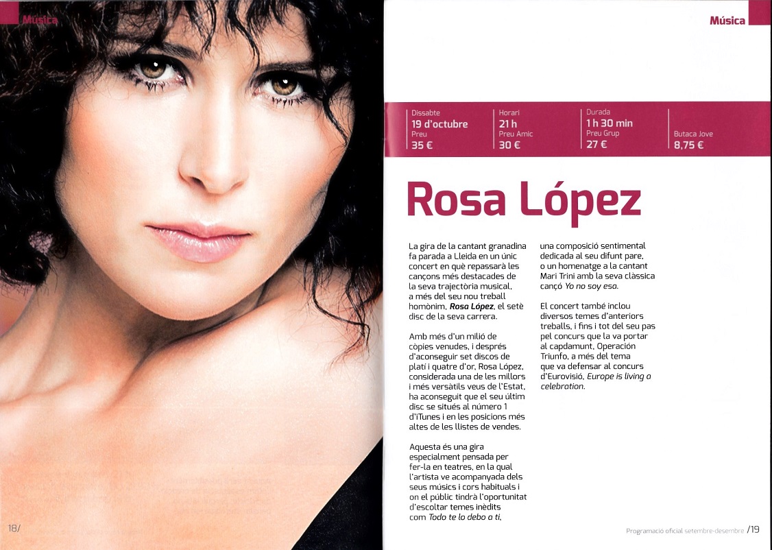 Miles De Estrellas Fans De Rosa López Rosa López En La Programación Del Teatro De La Llotja