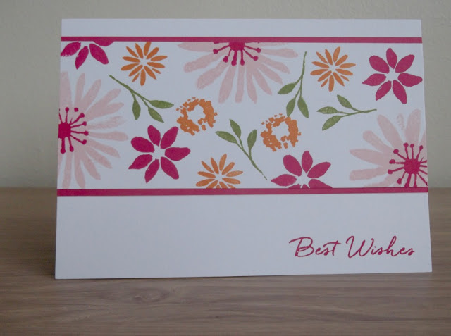 Birthday card using Blooms and Wishes from Stampin' Up!