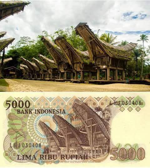 uang kertas 5 ribu rupiah Tongkonan Toraja uang kertas 5 ribu rupiah Tongkonan Toraja