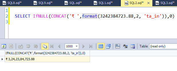 Mysql format numbers with comma mysql number format