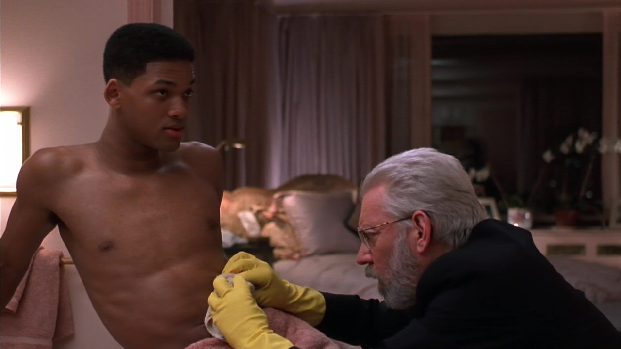 Lou Milione nude and Will Smith shirtless in Six Degrees Of Separation.