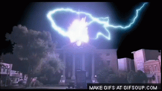 Image result for back to the future car struck by lightning gif