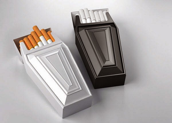 Embalagem sugestivas para fumantes que devem largar o cigarro.