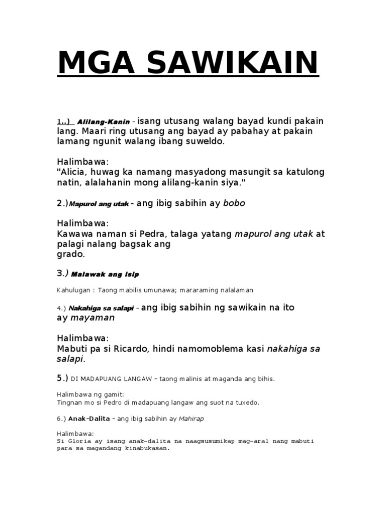 Sawikain Halimbawa Philippin News Collections