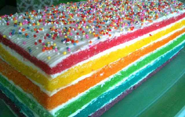 Cara Membuat Rainbow cake, Membuat Kue Pelangi