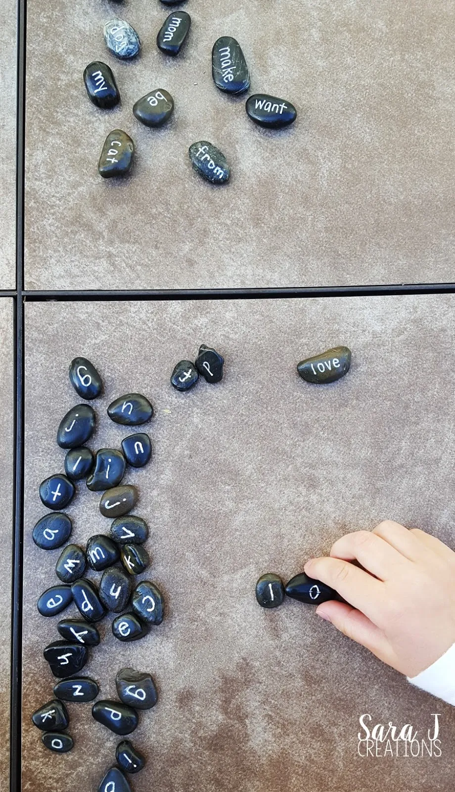 Sight word rocks are an inexpensive activity to practice sight words and the alphabet.  Such a great hands on activity for preschool, kindergarten and even first or second grade.