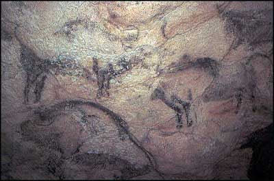 Bisontes dibujados en negro en la Cueva de Altamira