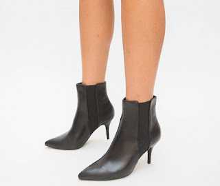 Botine Resve Negre cu toc mic elegante de zi Botine Resve Negre cu toc mic elegante de zi