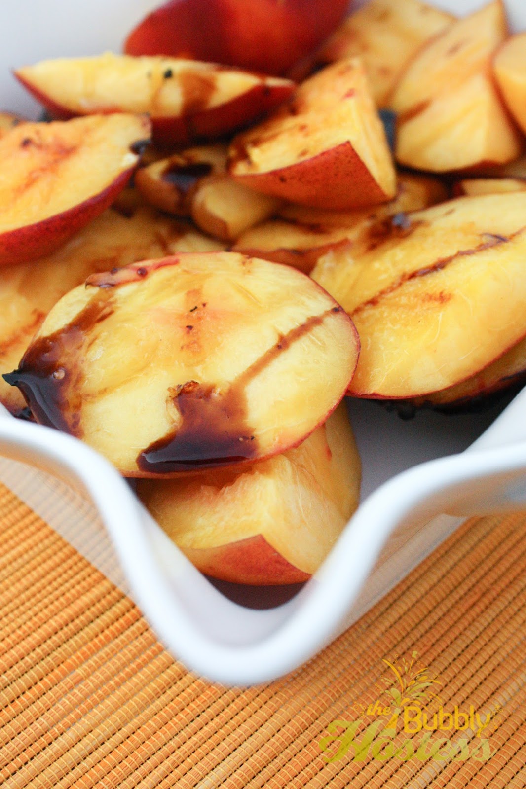 The Bubbly Hostess Grilled Peaches with a Fig Balsamic Vinegar Drizzle