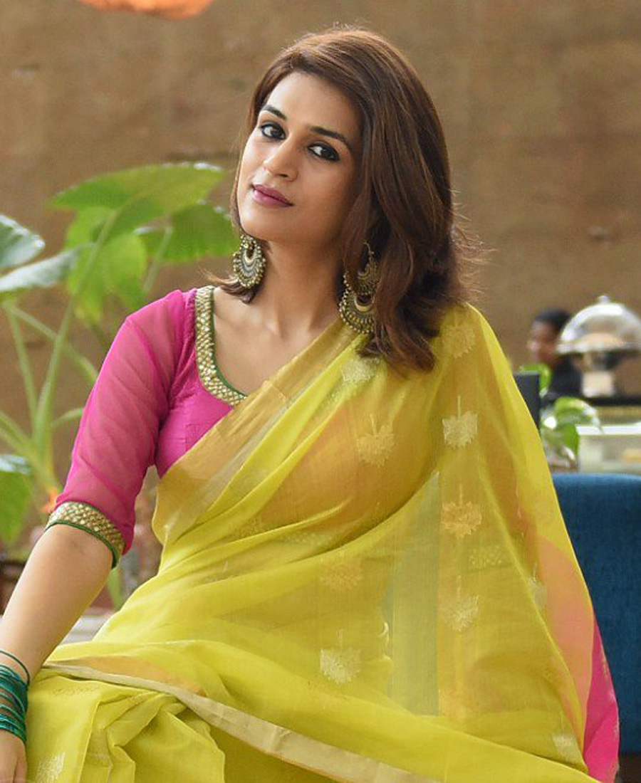 Actress Shradha Das In yellow saree