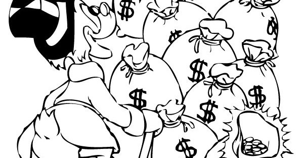 Desenhos de Tio Patinhas com Dinheiro para Colorir e Imprimir 