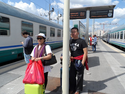 Waiting to board the train from Rome to Florence