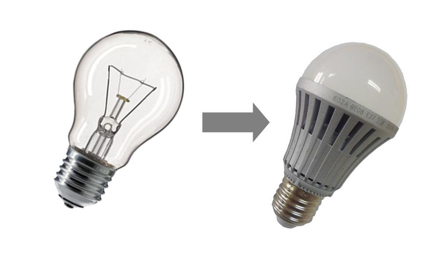 Заменить лампы накаливания на светодиодные