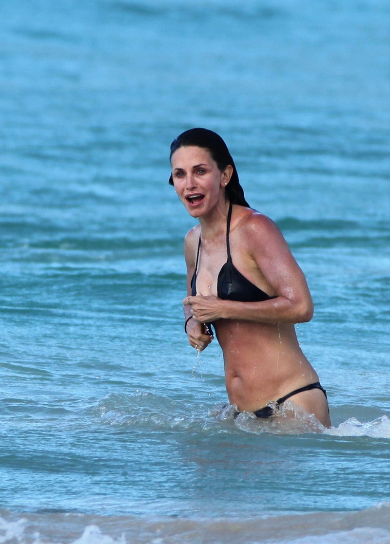 Courtney Cox Nipple Slip In St. Barts While Frolicking In The Caribbean Wav...
