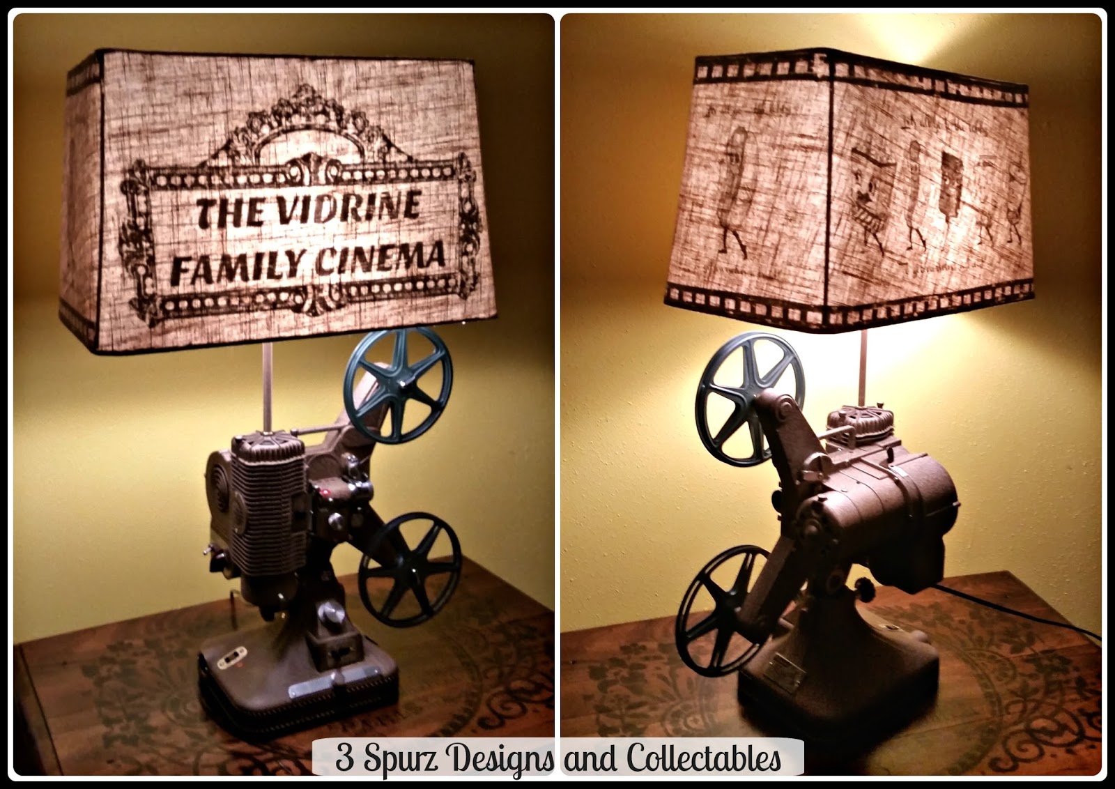 3 Spurz DandC Repurposed /Refurbished Creations!! Vintage projector lamps