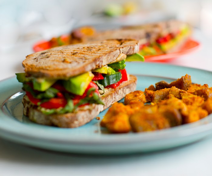 Seven Layer Santa Barbara Veggie Sandwich. Picnic. - HealthyHappyLife.com
