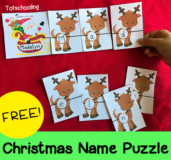 christmas name puzzle totschooling toddler preschool christmas name