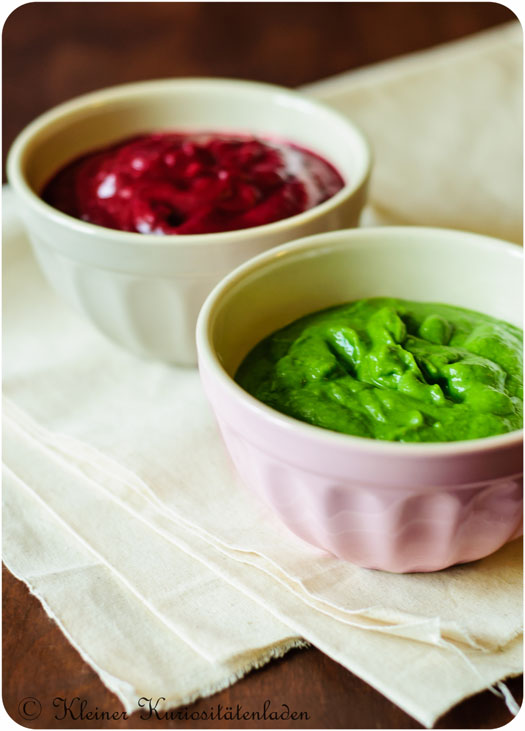 Rote Beete- und Erbsenpüree