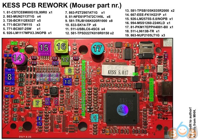 Kess V2 & Ktag Ksuite ECU Tuning Tools: Kess V2 5.017 Red PCB Rework