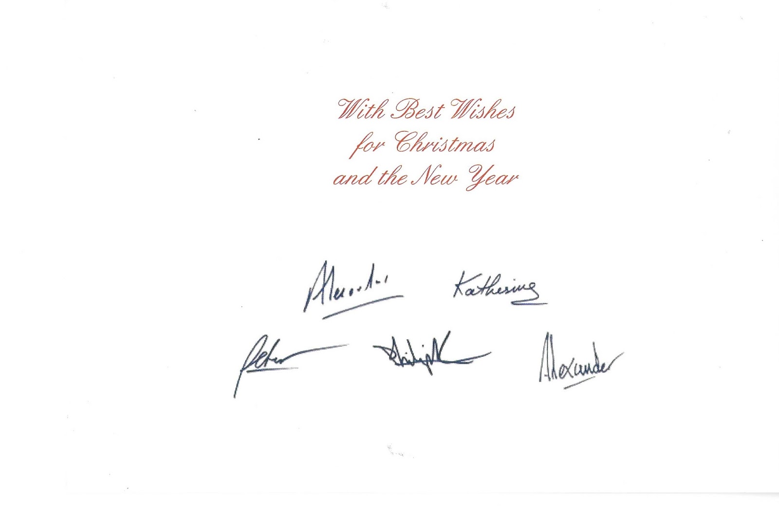 christmas cards with printed signatures