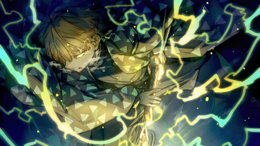 Zenitsu Agatsuma, Lightning, Breath of Thunder, Kimetsu no Yaiba,
4K, #7.1411