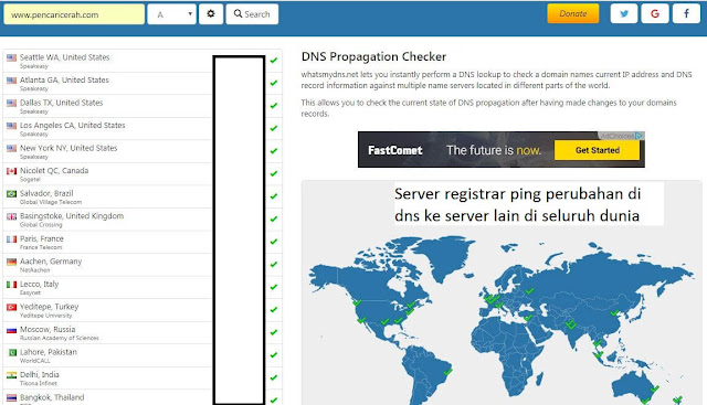 informasi proses propagasi domain di beberapa server luar negeri cek propagasi dns sebelum melakukan custom domain blogspot