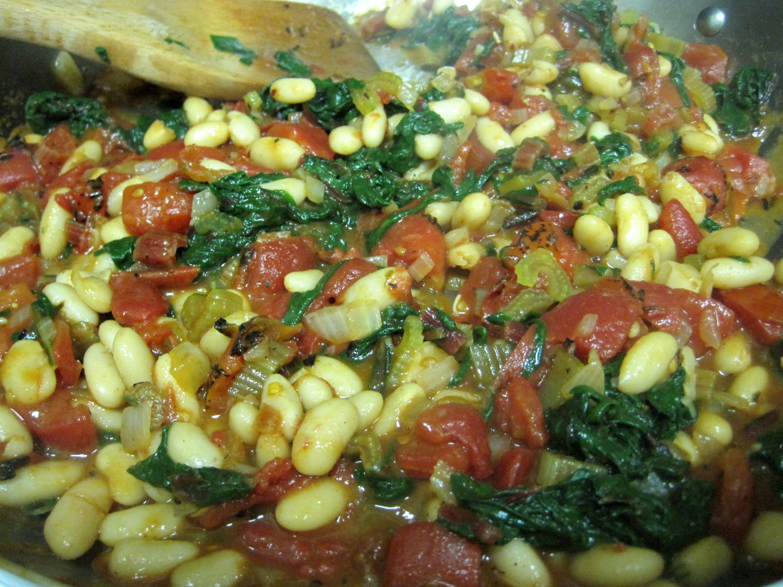 Rachel vs. Ramen Swiss Chard, Cannellini Beans, and FireRoasted Tomatoes