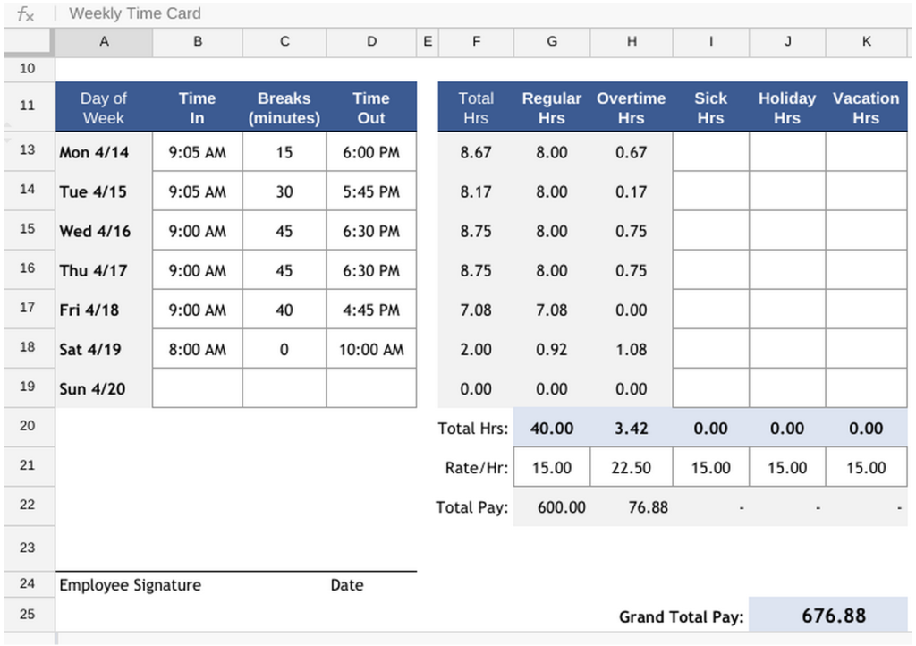 free time cards calculator