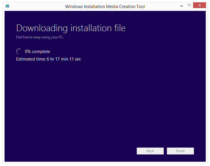 Media creation tool file not found. Media creation tool file not found