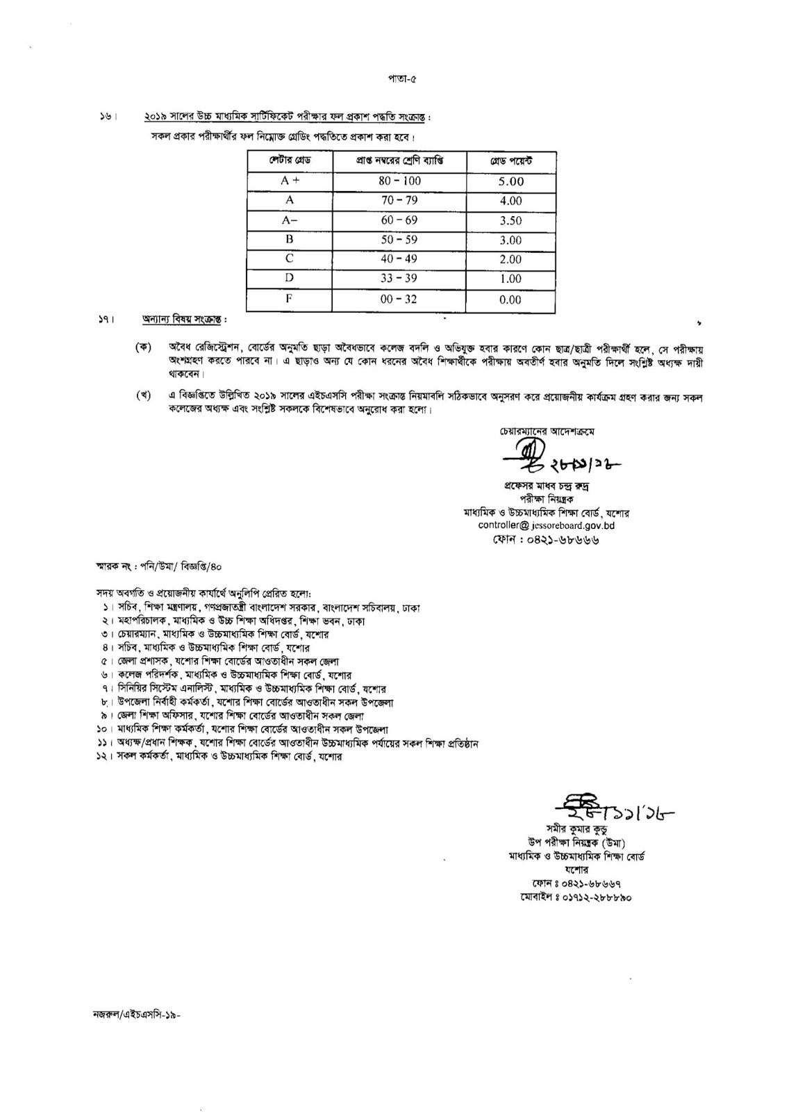 Jessore Board HSC EXAM 2019 Form Fill-Up Notice 2018