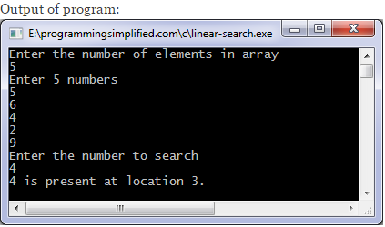 Linear search in c.