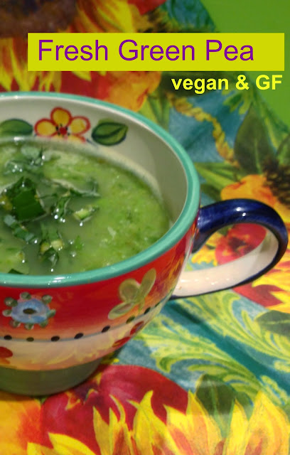 cup of vegan spring pea soup