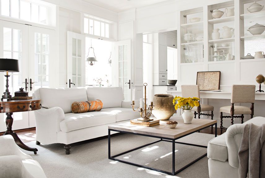 cream and white living room