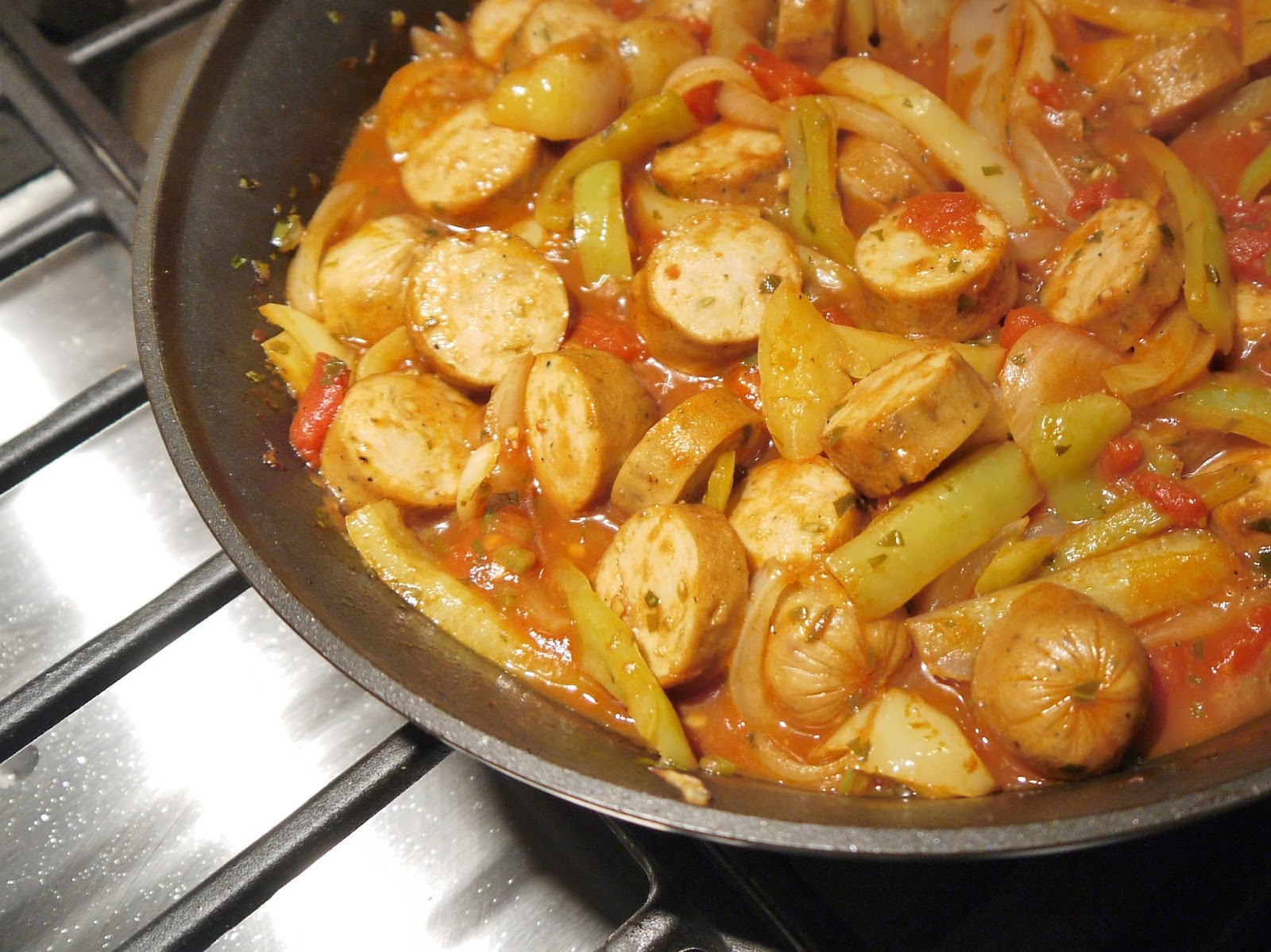 Carpe Furca Sausage with Peppers and Onions in Marsala Sauce