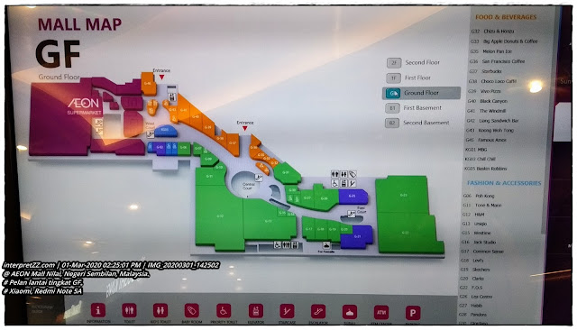 Gambar pelan lantai (directory) AEON Mall Nilai untuk tingkat GF.