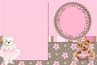 Ballerina Bear Free Printable Invitations, Labels or Cards.