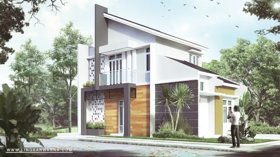 Lingkar Warna Desain Inspiratif Renovasi Rumah Minimalis Modern 1 Lantai Menjadi 2 Lantai Bangunan
